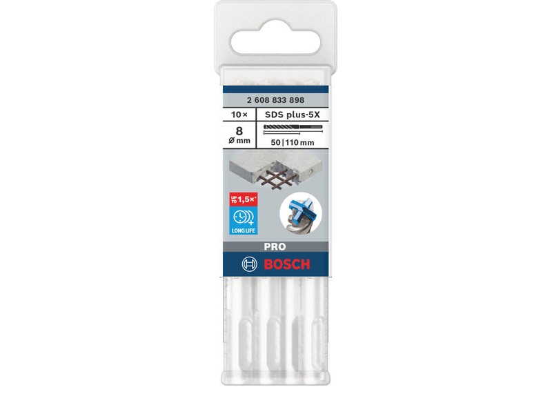 Udarni sveder Bosch PRO SDS-plus-5X, Dimenzije: 8x50x110mm, 2608833898
